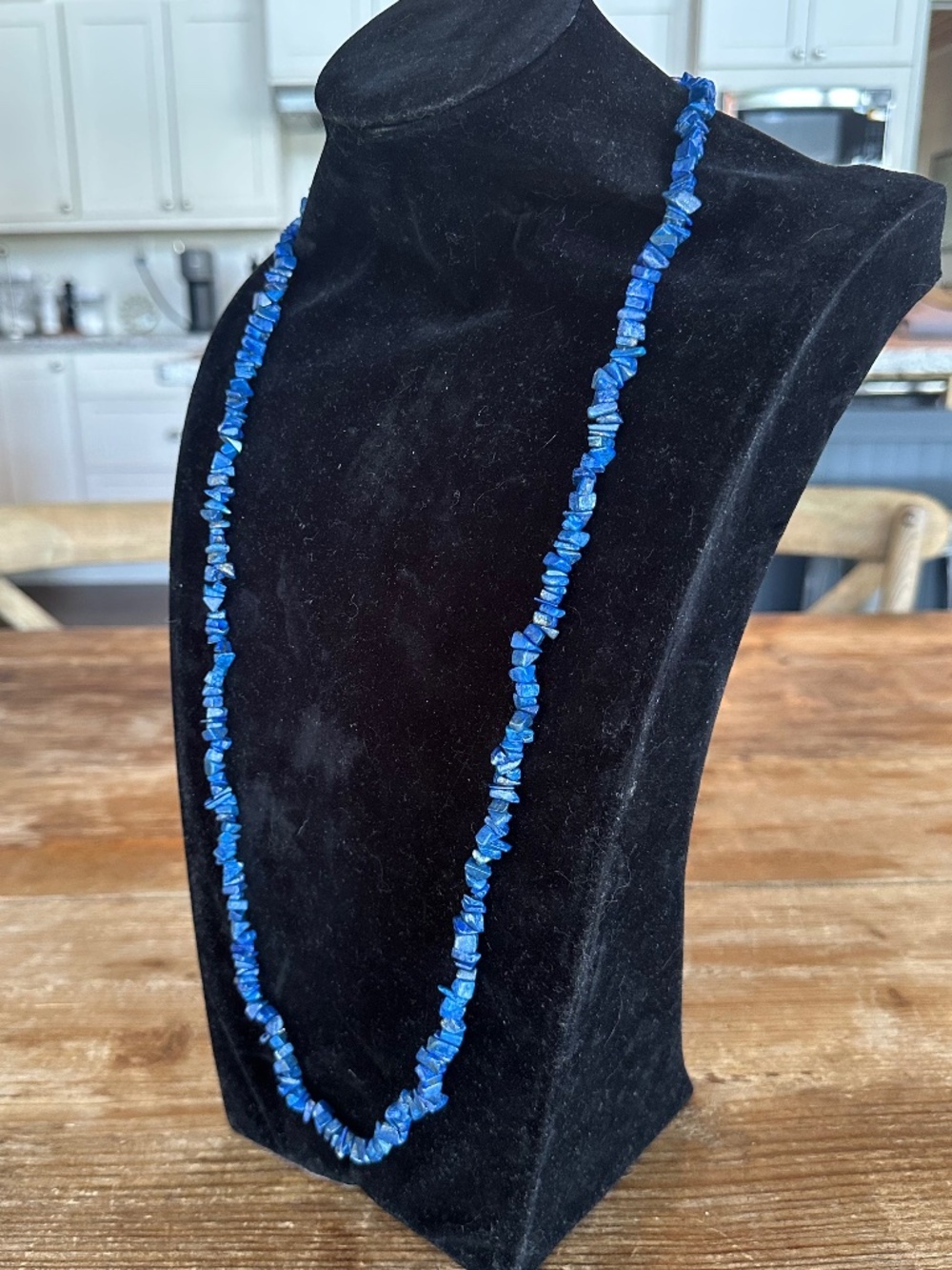 Vintage Lapis Lazuli Natural Gemstone Chip Strand Necklace - 34" Long - Picture 4 of 13